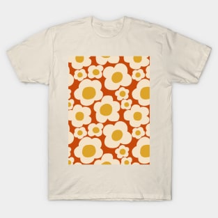 Minimalist groovy floral pattern in brown T-Shirt